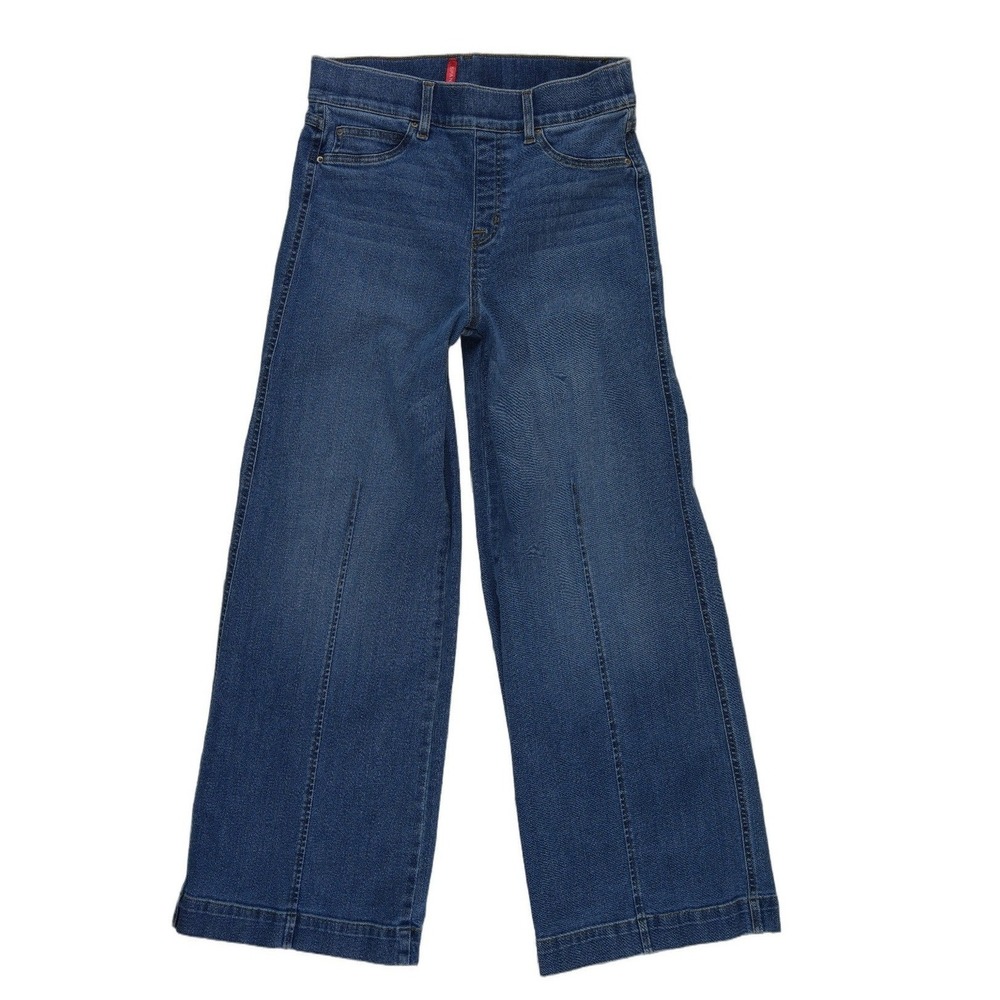 Spanx Wide Leg Jeans Women's Size Medium Blue Pull On High Waist Stretch Jegging